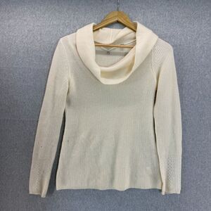 Anthropologie Knitted & Knotted‎ Cream Cashmere Cowl Neck Sweater Size XS FLAWED